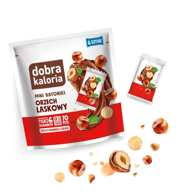 Baton mini daktylowy orzech laskowy bez cukru 6szt DOBRA KALORIA