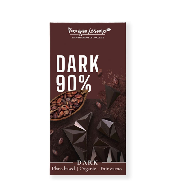 Czekolada gorzka 90% bezglutenowa 60g BENJAMISSIMO BIO - najlepiej spożyć przed: 30.09.2027