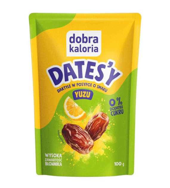 Daktyle w posypce yuzu bez cukru 100g DOBRA KALORIA